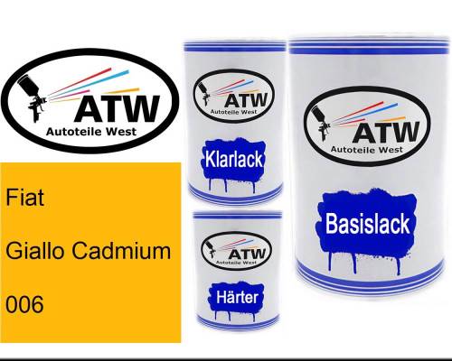 Fiat, Giallo Cadmium, 006: 500ml Lackdose + 500ml Klarlack + 250ml Härter - Set, von ATW Autoteile West.